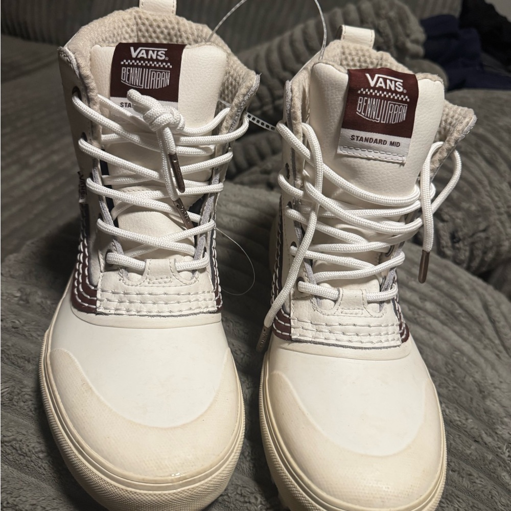 Vans Cream and Brown High-Top Sneakers
